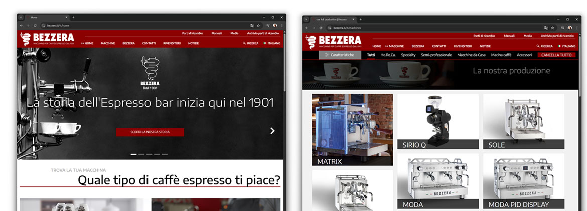 Bezzera web sites - Graphical User Interface - Bettina Di Virgilio