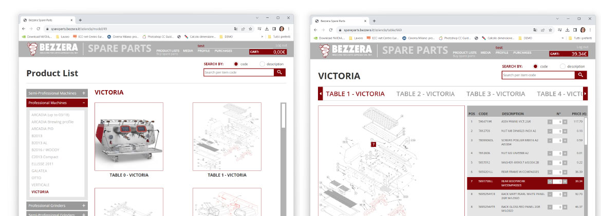 Bezzera web sites - Graphical User Interface - Bettina Di Virgilio